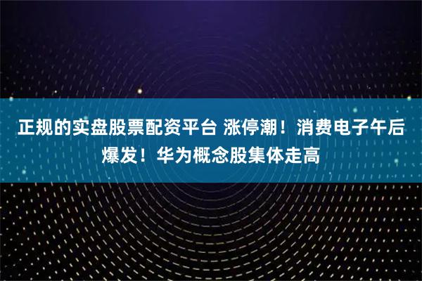 正规的实盘股票配资平台 涨停潮！消费电子午后爆发！华为概念股集体走高